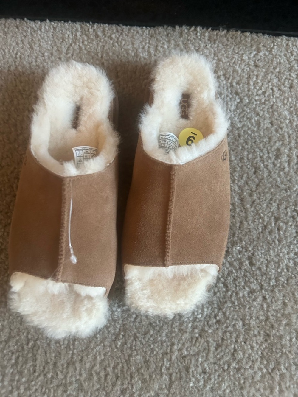 UGG Chestnut Suede Shearling Greenport Slide Sandal